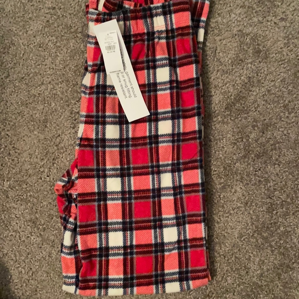 Boys Old Navy Fleece Pajama Pants - Size XL- Red/Cream Tartan